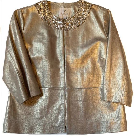 Chico's Jackets & Blazers - SALE ⚜️Chico’s Metallic Leather Jacket HP